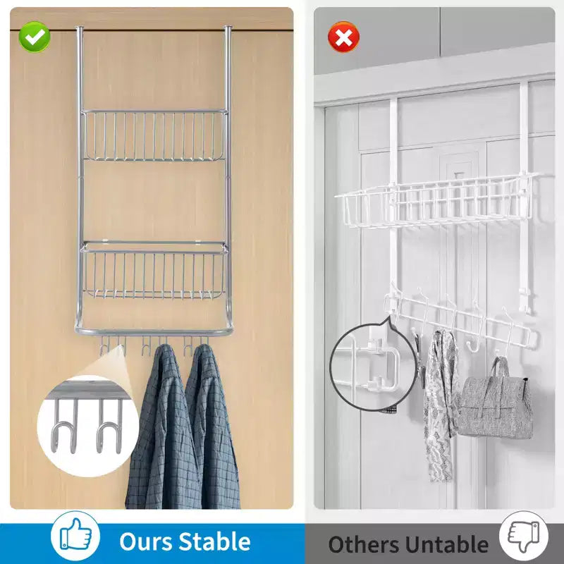 Étagère de rangement murale derrière la porte, panier suspendu en métal, étagère de rangement alimentaire, convient aux maisons, salles de bains, cuisines, buanderies, argent