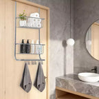 Étagère de rangement murale derrière la porte, panier suspendu en métal, étagère de rangement alimentaire, convient aux maisons, salles de bains, cuisines, buanderies, argent