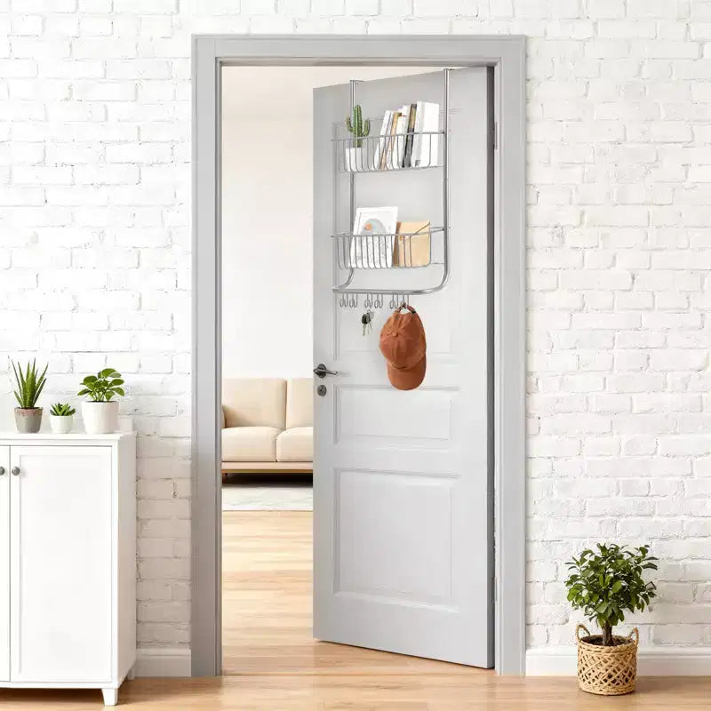 Étagère de rangement murale derrière la porte, panier suspendu en métal, étagère de rangement alimentaire, convient aux maisons, salles de bains, cuisines, buanderies, argent