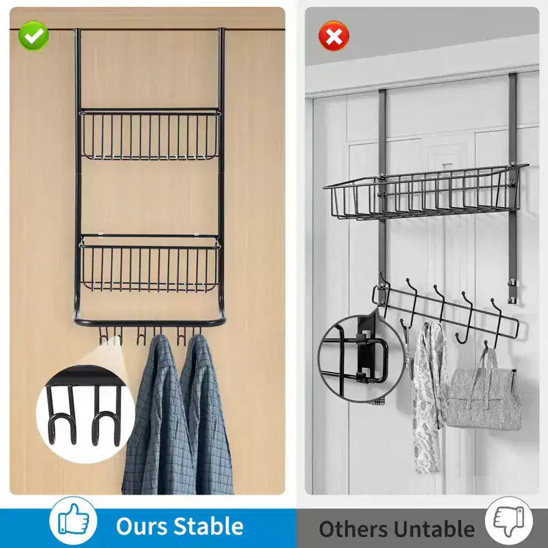 Étagère de rangement murale derrière la porte, panier suspendu en métal, étagère de rangement alimentaire, convient aux maisons, salles de bains, cuisines, buanderies, argent