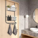 Étagère de rangement murale derrière la porte, panier suspendu en métal, étagère de rangement alimentaire, convient aux maisons, salles de bains, cuisines, buanderies, argent