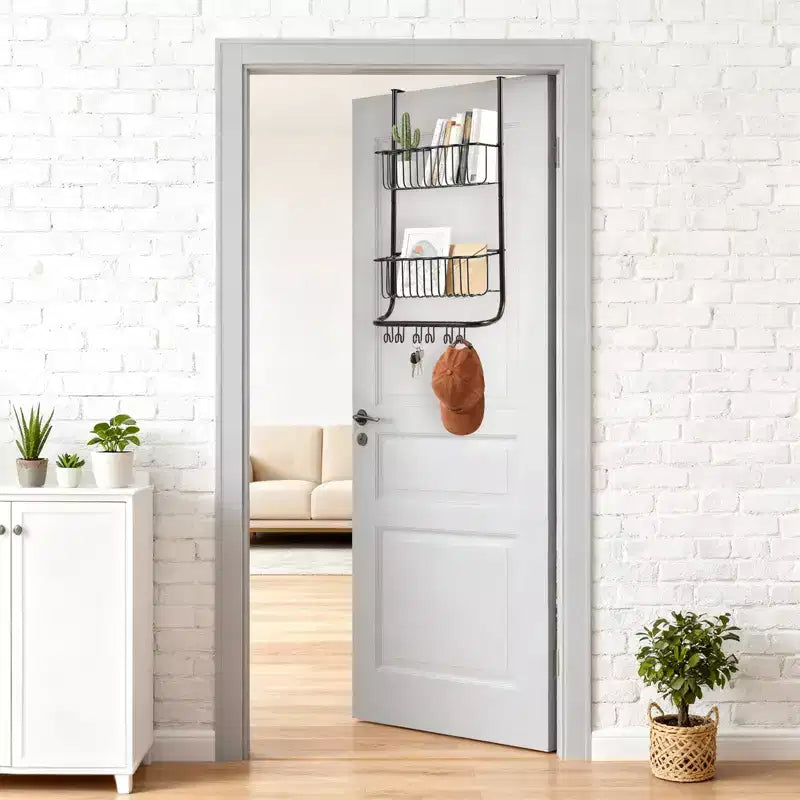 Étagère de rangement murale derrière la porte, panier suspendu en métal, étagère de rangement alimentaire, convient aux maisons, salles de bains, cuisines, buanderies, argent