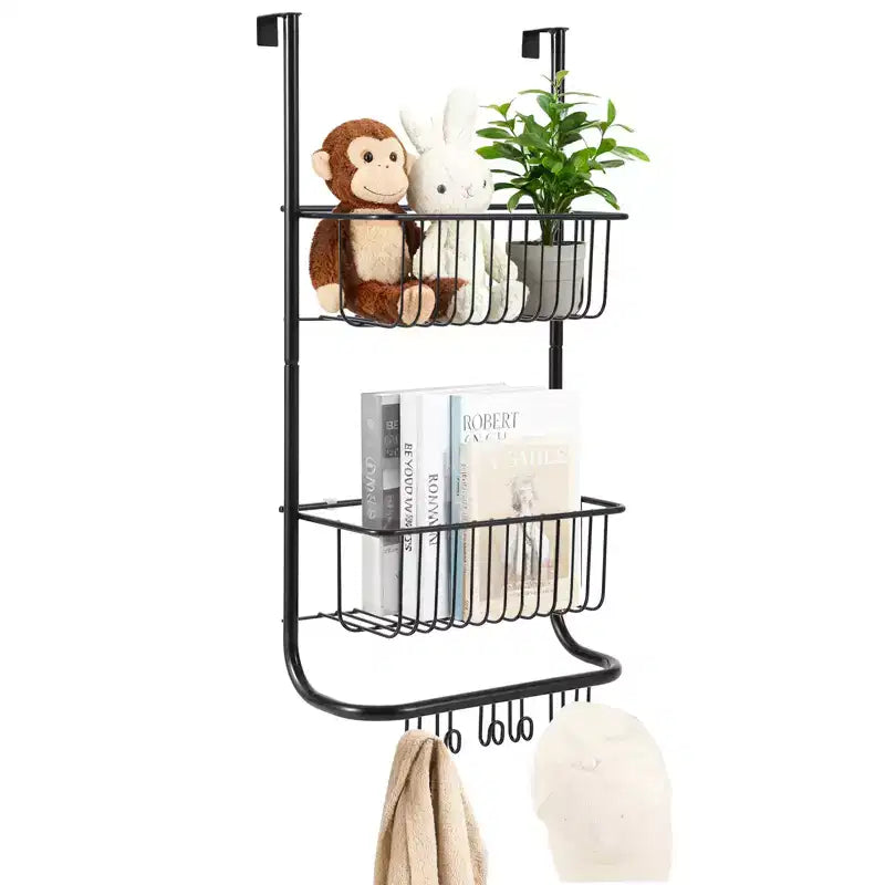 Wall-Mounted Storage Rack Behind the Door, Metal Hanging Basket, Food Storage Rack, Suitable for Homes, Bathrooms, Kitchens, Laundry Rooms, Sliver