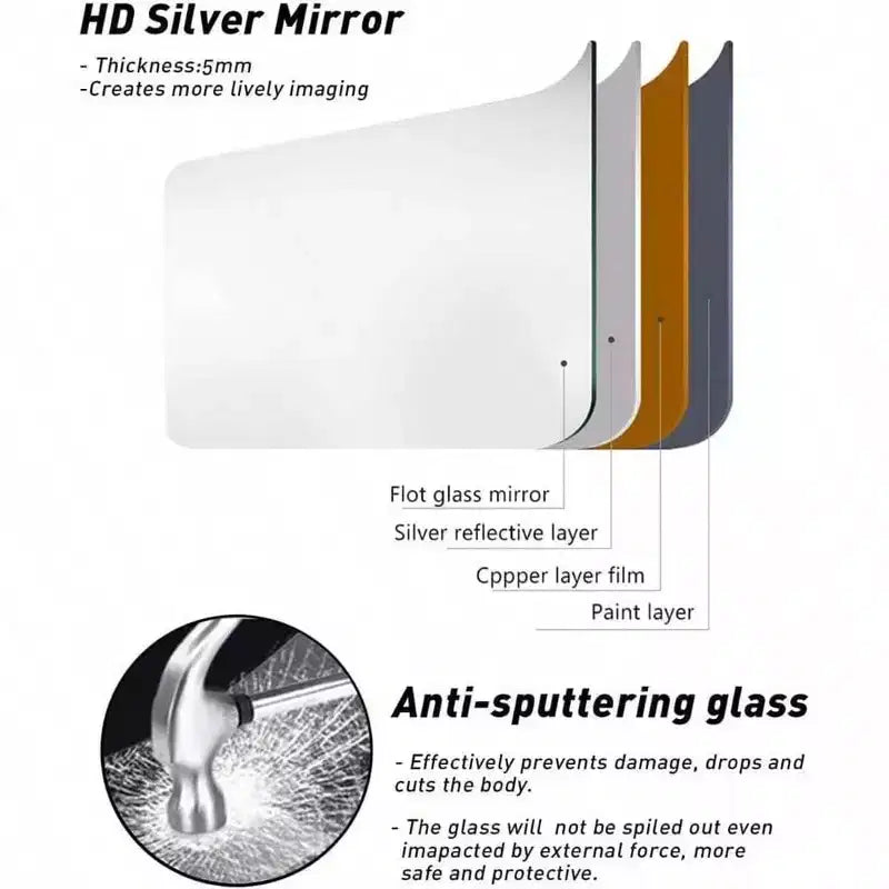 Miroir ovale pleine longueur (48x16) - Cadre en aluminium noir et sangle en cuir. Pour salle de bain, salon, décoration d'entrée.