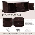 Banc de rangement avec 2 tiroirs et 2 placards, banc à chaussures rétro avec coussin amovible, banc de rangement multifonctionnel pour couloir, entrée