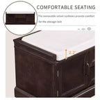 Banc de rangement avec 2 tiroirs et 2 placards, banc à chaussures rétro avec coussin amovible, banc de rangement multifonctionnel pour couloir, entrée