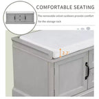 Banc de rangement avec 2 tiroirs et 2 placards, banc à chaussures rétro avec coussin amovible, banc de rangement multifonctionnel pour couloir, entrée