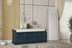 Banc de rangement avec 2 tiroirs et 2 placards, banc à chaussures rétro avec coussin amovible, banc de rangement multifonctionnel pour couloir, entrée