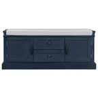 Banc de rangement avec 2 tiroirs et 2 placards, banc à chaussures rétro avec coussin amovible, banc de rangement multifonctionnel pour couloir, entrée