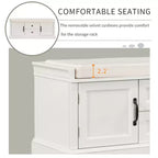 Banc de rangement avec 2 tiroirs et 2 placards, banc à chaussures rétro avec coussin amovible, banc de rangement multifonctionnel pour couloir, entrée