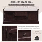 Banc de rangement avec 2 tiroirs et 2 placards, banc à chaussures rétro avec coussin amovible, banc de rangement multifonctionnel pour couloir, entrée