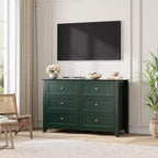 Commode noire à 6 tiroirs pour chambre à coucher, grande commode avec tiroirs profonds et poignées en métal, commodes en bois modernes pour entrée, couloir