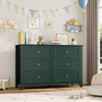 Commode noire à 6 tiroirs pour chambre à coucher, grande commode avec tiroirs profonds et poignées en métal, commodes en bois modernes pour entrée, couloir