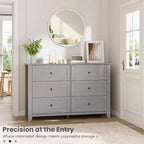 Commode noire à 6 tiroirs pour chambre à coucher, grande commode avec tiroirs profonds et poignées en métal, commodes en bois modernes pour entrée, couloir