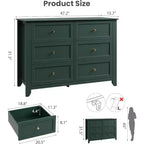 Commode noire à 6 tiroirs pour chambre à coucher, grande commode avec tiroirs profonds et poignées en métal, commodes en bois modernes pour entrée, couloir