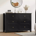 Black 6 Drawer Dresser for Bedroom, Large Dresser with Deep Drawers & Metal Knobs, Modern Wooden Chests of Drawers for Entryway, Hallway