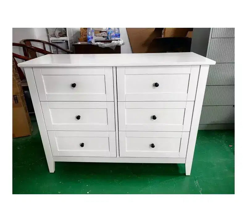 Commode noire à 6 tiroirs pour chambre à coucher, grande commode avec tiroirs profonds et poignées en métal, commodes en bois modernes pour entrée, couloir