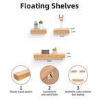 23.6 Étagère flottante en érable C avec support invisible, fixation murale en bois, parfaite pour la décoration de salle de bain/chambre/cuisine ou pour exposer des livres/plantes, installation facile.