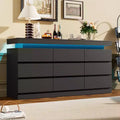 9 Drawer Dresser for Bedroom - 63'' Wide Chest of Drawers with LED Light and Charging Station, Large TV Stand Multi-Function Home Organizer