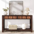Console de 54 pouces de long, Table d'entrée en bois avec 2 tiroirs et étagère de rangement ouverte, Table de canapé derrière le canapé, Table d'entrée de style ferme
