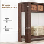 Console de 54 pouces de long, Table d'entrée en bois avec 2 tiroirs et étagère de rangement ouverte, Table de canapé derrière le canapé, Table d'entrée de style ferme