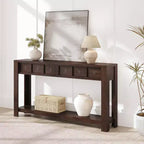 Console de 54 pouces de long, Table d'entrée en bois avec 2 tiroirs et étagère de rangement ouverte, Table de canapé derrière le canapé, Table d'entrée de style ferme