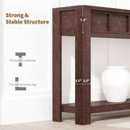 Console de 54 pouces de long, Table d'entrée en bois avec 2 tiroirs et étagère de rangement ouverte, Table de canapé derrière le canapé, Table d'entrée de style ferme