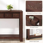 Console de 54 pouces de long, Table d'entrée en bois avec 2 tiroirs et étagère de rangement ouverte, Table de canapé derrière le canapé, Table d'entrée de style ferme