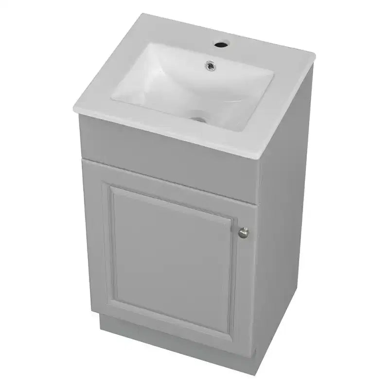 Meuble de salle de bain avec lavabo intégré de 45 cm, armoire de rangement avec porte et étagère réglable, meuble-lavabo simple