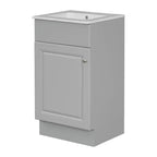 Meuble de salle de bain avec lavabo intégré de 45 cm, armoire de rangement avec porte et étagère réglable, meuble-lavabo simple