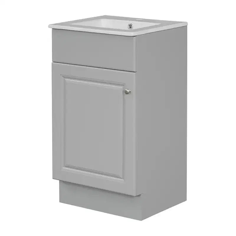 Meuble de salle de bain avec lavabo intégré de 45 cm, armoire de rangement avec porte et étagère réglable, meuble-lavabo simple