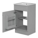 Meuble de salle de bain avec lavabo intégré de 45 cm, armoire de rangement avec porte et étagère réglable, meuble-lavabo simple