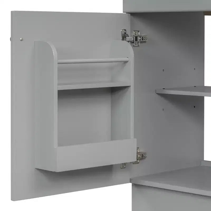 Meuble de salle de bain avec lavabo intégré de 45 cm, armoire de rangement avec porte et étagère réglable, meuble-lavabo simple