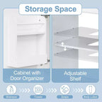 Meuble de salle de bain avec lavabo intégré de 45 cm, armoire de rangement avec porte et étagère réglable, meuble-lavabo simple