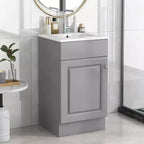 Meuble de salle de bain avec lavabo intégré de 45 cm, armoire de rangement avec porte et étagère réglable, meuble-lavabo simple
