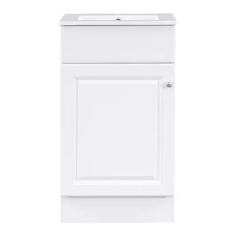 Meuble de salle de bain avec lavabo intégré de 45 cm, armoire de rangement avec porte et étagère réglable, meuble-lavabo simple