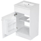 Meuble de salle de bain avec lavabo intégré de 45 cm, armoire de rangement avec porte et étagère réglable, meuble-lavabo simple
