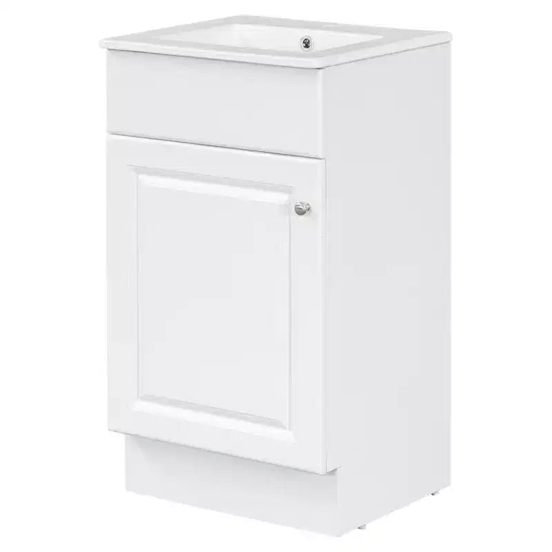 Meuble de salle de bain avec lavabo intégré de 45 cm, armoire de rangement avec porte et étagère réglable, meuble-lavabo simple