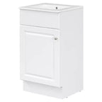 Meuble de salle de bain avec lavabo intégré de 45 cm, armoire de rangement avec porte et étagère réglable, meuble-lavabo simple