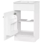 Meuble de salle de bain avec lavabo intégré de 45 cm, armoire de rangement avec porte et étagère réglable, meuble-lavabo simple