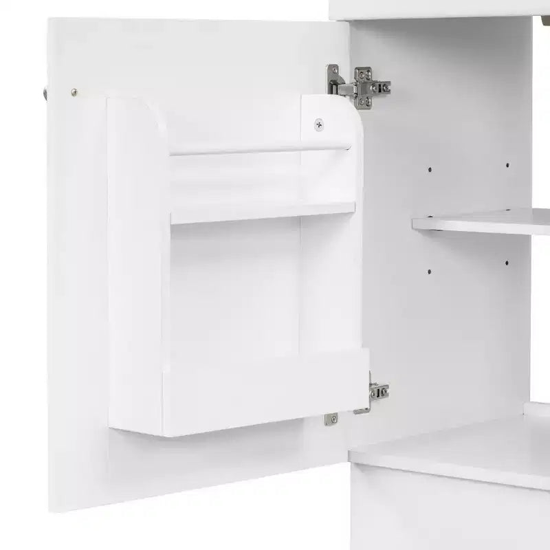 Meuble de salle de bain avec lavabo intégré de 45 cm, armoire de rangement avec porte et étagère réglable, meuble-lavabo simple