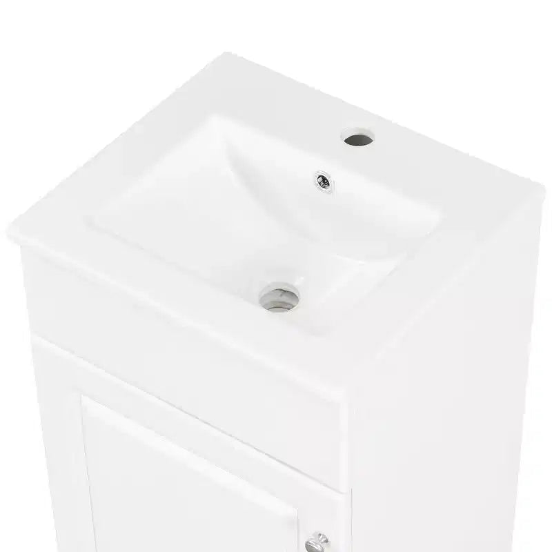 Meuble de salle de bain avec lavabo intégré de 45 cm, armoire de rangement avec porte et étagère réglable, meuble-lavabo simple