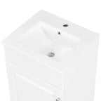 Meuble de salle de bain avec lavabo intégré de 45 cm, armoire de rangement avec porte et étagère réglable, meuble-lavabo simple