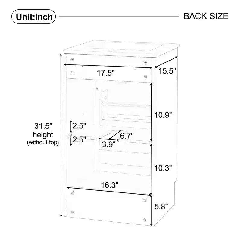 Meuble de salle de bain avec lavabo intégré de 45 cm, armoire de rangement avec porte et étagère réglable, meuble-lavabo simple