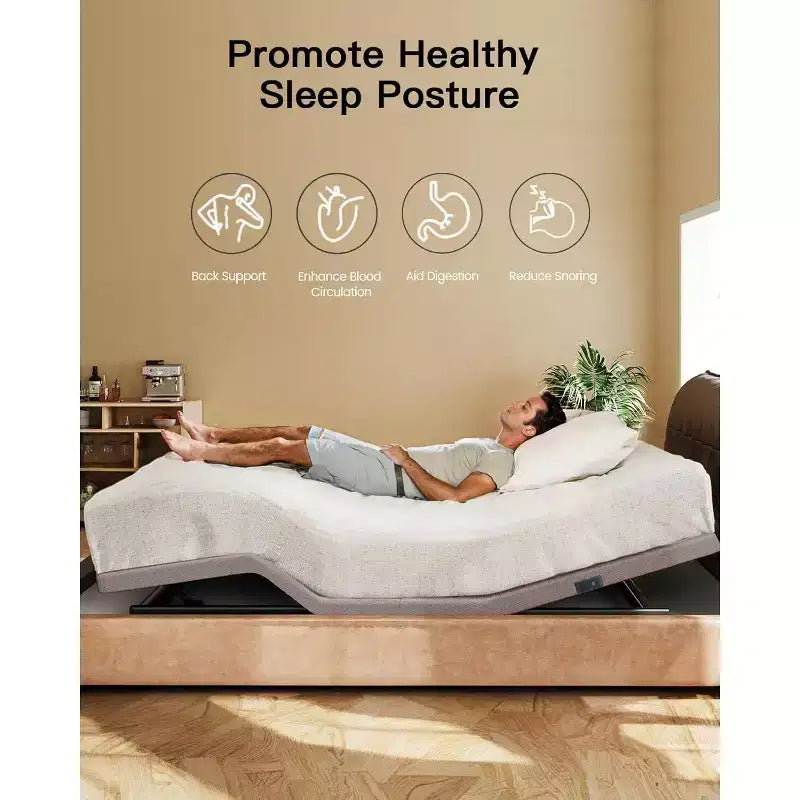 Cadre de lit réglable, lit double de massage taille XL, mode sans interstice et gravité zéro, lit électrique avec inclinaison de la tête et des pieds, équipé de 4 ports USB