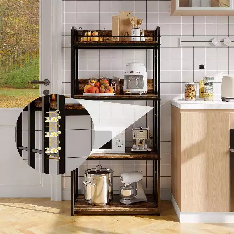 Étagère de boulanger à 4 niveaux pour cuisine avec rangement, étagère de micro-ondes industrielle, bar à café pour petits espaces, étagère de rangement de cuisine autonome
