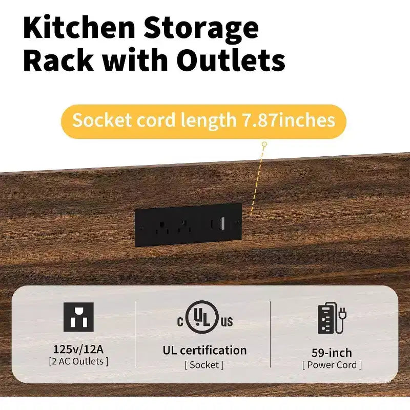 Étagère de boulanger à 4 niveaux pour cuisine avec rangement, étagère de micro-ondes industrielle, bar à café pour petits espaces, étagère de rangement de cuisine autonome