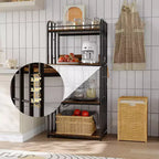 Étagère de boulanger à 4 niveaux pour cuisine avec rangement, étagère de micro-ondes industrielle, bar à café pour petits espaces, étagère de rangement de cuisine autonome
