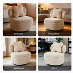 Fauteuil d'appoint pivotant à 360° avec compartiment de rangement, fauteuil en velours Teddy avec coussin ergonomique, tissu anti-rayures