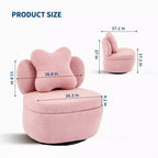 Fauteuil d'appoint pivotant à 360° avec compartiment de rangement, fauteuil en velours Teddy avec coussin ergonomique, tissu anti-rayures